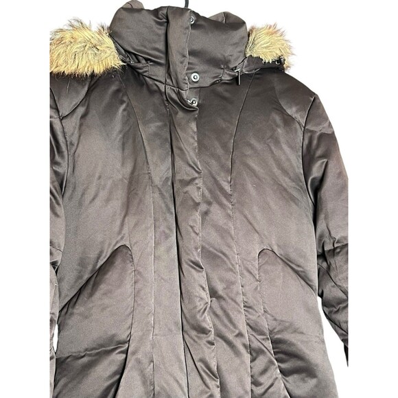 Calvin Klein Coat Womens Small Brown Puffer Parka Jacket Faux Fur Trim Duck Down - Picture 3 of 12
